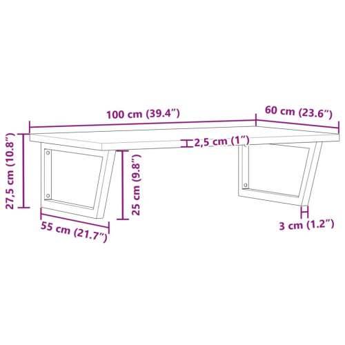 Zidna polica za Lavabo - Umivaonik od čelika i masivne bukovine - tamno smeđa i crna 100 x 60 x 2.5 cm 1 Trapez Cijena