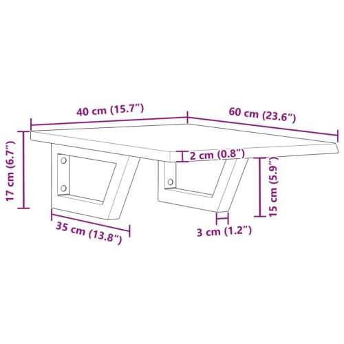Zidna polica za Lavabo - Umivaonik od čelika i masivne hrastovine - Smeđa i bijela 40 x 60 x 2 cm 1 Trapez Cijena