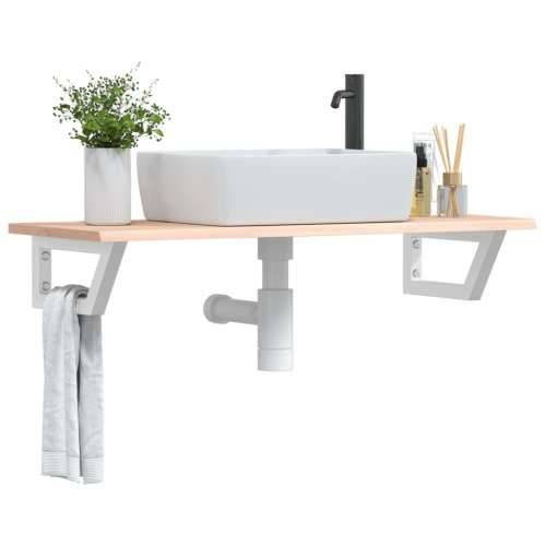 Zidna polica za Lavabo - Umivaonik od čelika i masivne hrastovine - Smeđa i bijela 100 x 40 x 2 cm 1 Trapez Cijena
