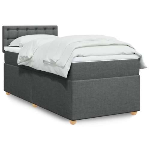 Krevet box spring s madracem tamnosivi za 1 osobu tkanine - Tamno siva jedna veličina gumbi Cijena