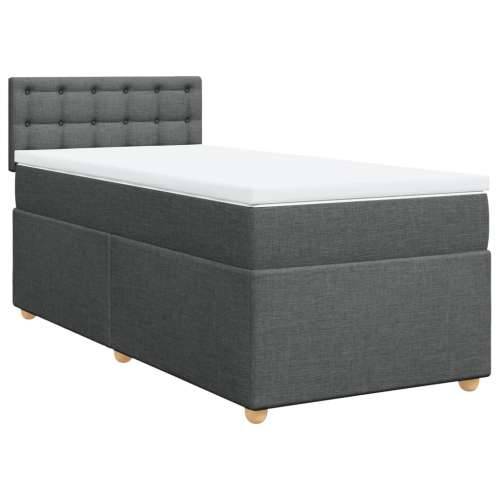 Krevet box spring s madracem tamnosivi za 1 osobu tkanine - Tamno siva jedna veličina gumbi Cijena