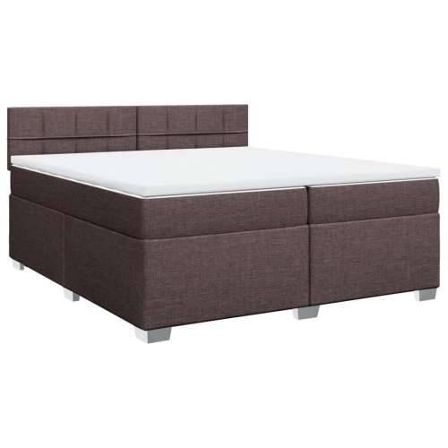 Krevet s oprugama i madracem tamnosmeđi 200x200 cm od tkanine Tamno smeđa 200 x 200 cm Blok s kvadratima Cijena