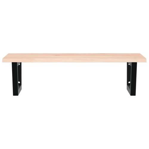 Zidna polica za Lavabo - Umivaonik od čelika i masivne hrastovine Smeđa i crna 80 x 50 x 2 cm 1 Trapez Cijena