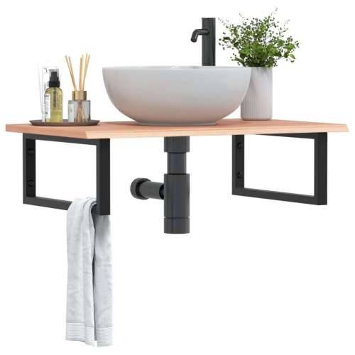 Zidna polica za Lavabo - Umivaonik od čelika i masivne hrastovine - svijetlo smeđa i crna 80 x 50 x 2 cm 1 Pravokutno Cijena