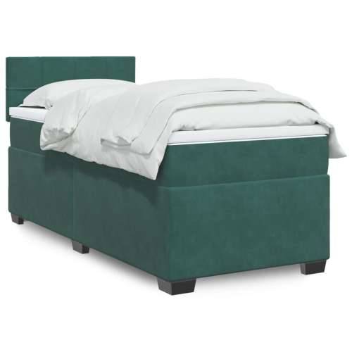 Box spring krevet s madracem tamnozeleni 80 x 200 cm baršunasti - Tamnozelena 80 x 200 cm Blok s kvadratima Cijena