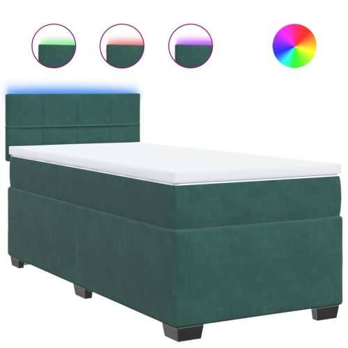 Box spring krevet s madracem tamnozeleni 80 x 200 cm baršunasti - Tamnozelena 80 x 200 cm Blok s kvadratima Cijena