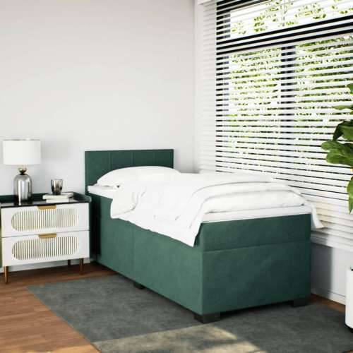 Box spring krevet s madracem tamnozeleni 80 x 200 cm baršunasti - Tamnozelena 80 x 200 cm Blok s kvadratima Cijena