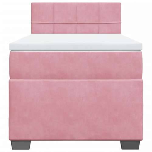 Box spring krevet s madracem ružičasti 80 x 200 cm baršunasti - Ružičasta 80 x 200 cm Blok s kvadratima Cijena