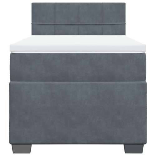 Box spring krevet s madracem tamnosivi 90x190 cm baršunasti - Tamno siva 90 x 190 cm Blok s kvadratima Cijena