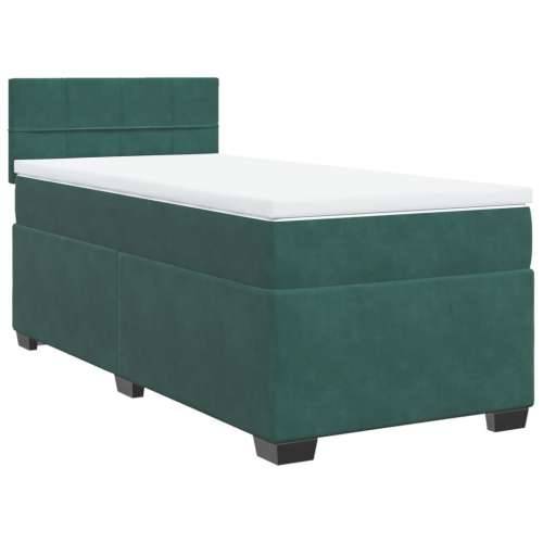 Box spring krevet s madracem tamnozeleni 90x190 cm baršunasti - Tamnozelena 90 x 190 cm Blok s kvadratima Cijena