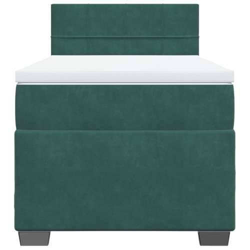 Box spring krevet s madracem tamnozeleni 90x190 cm baršunasti - Tamnozelena 90 x 190 cm Blok s kvadratima Cijena