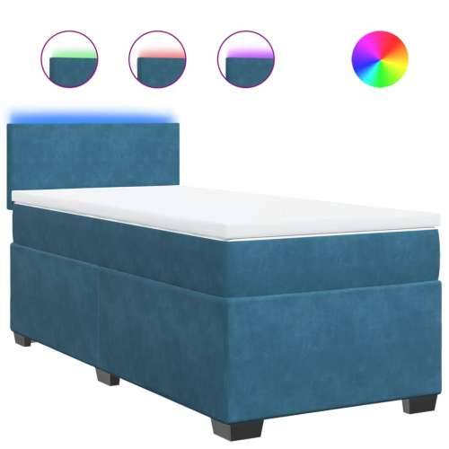 Box spring krevet s madracem plavi 90x200 cm baršunasti - Plava 90 x 200 cm Gladak dizajn Cijena