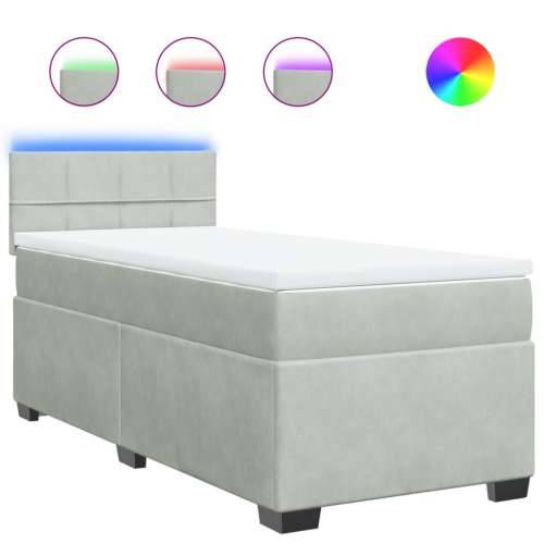 Box spring krevet s madracem svjetlosivi 100x200 cm baršunasti - Svjetlosiva 100 x 200 cm Blok s kvadratima Cijena