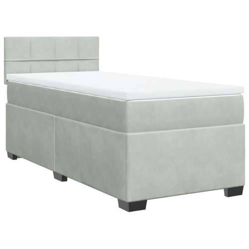 Box spring krevet s madracem svjetlosivi 100x200 cm baršunasti - Svjetlosiva 100 x 200 cm Blok s kvadratima Cijena