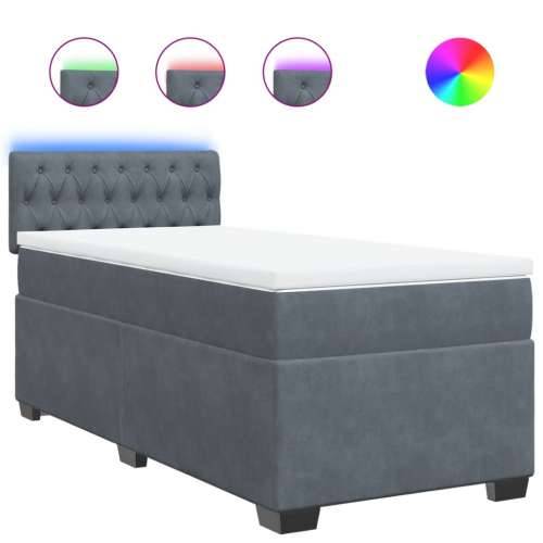 Box spring krevet s madracem tamnosivi 100x200 cm baršunasti - Tamno siva 100 x 200 cm Dizajn s gumbima Cijena