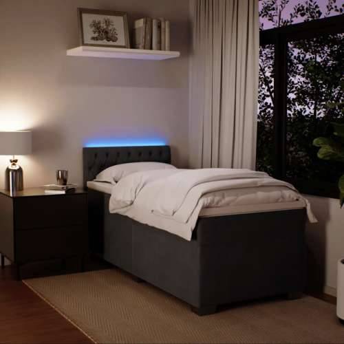 Box spring krevet s madracem tamnosivi 100x200 cm baršunasti - Tamno siva 100 x 200 cm Dizajn s gumbima Cijena