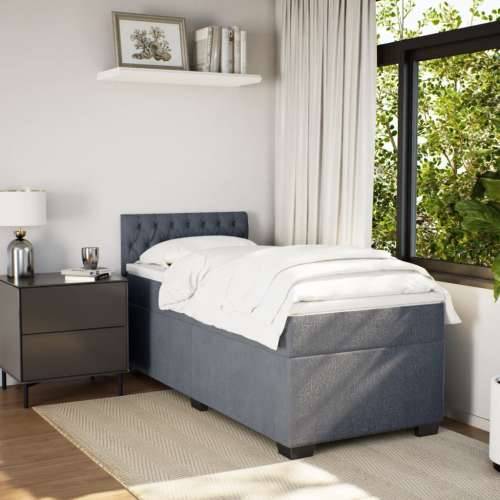 Box spring krevet s madracem tamnosivi 100x200 cm baršunasti - Tamno siva 100 x 200 cm Dizajn s gumbima Cijena
