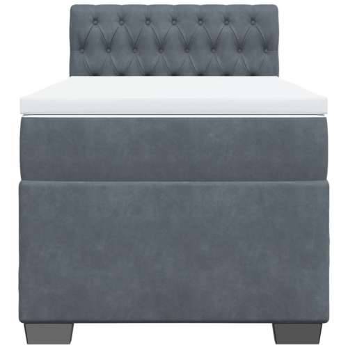 Box spring krevet s madracem tamnosivi 100x200 cm baršunasti - Tamno siva 100 x 200 cm Dizajn s gumbima Cijena