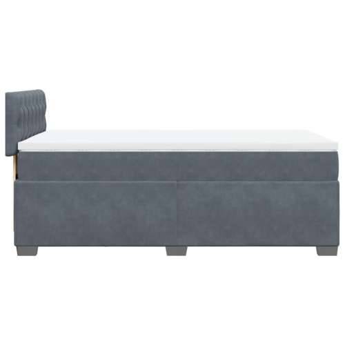 Box spring krevet s madracem tamnosivi 100x200 cm baršunasti - Tamno siva 100 x 200 cm Dizajn s gumbima Cijena
