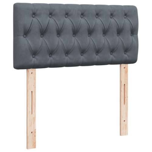 Box spring krevet s madracem tamnosivi 100x200 cm baršunasti - Tamno siva 100 x 200 cm Dizajn s gumbima Cijena