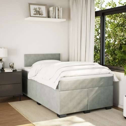 Box spring krevet s madracem svjetlosivi 120x200 cm baršunasti - Svjetlosiva 120 x 200 cm Gladak dizajn Cijena