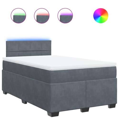 Box spring krevet s madracem tamnosivi 120 x 200 cm baršunasti Tamno siva 120 x 200 cm Blok s kvadratima Cijena