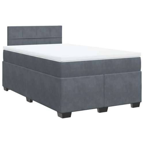 Box spring krevet s madracem tamnosivi 120 x 200 cm baršunasti Tamno siva 120 x 200 cm Blok s kvadratima Cijena