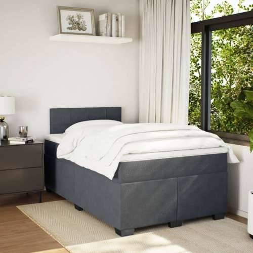 Box spring krevet s madracem tamnosivi 120 x 200 cm baršunasti Tamno siva 120 x 200 cm Blok s kvadratima Cijena