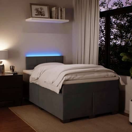 Box spring krevet s madracem tamnosivi 120 x 200 cm baršunasti Tamno siva 120 x 200 cm Blok s kvadratima Cijena