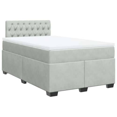Box spring krevet s madracem svjetlosivi 120x200 cm baršunasti - Svjetlosiva 120 x 200 cm Dizajn s gumbima Cijena