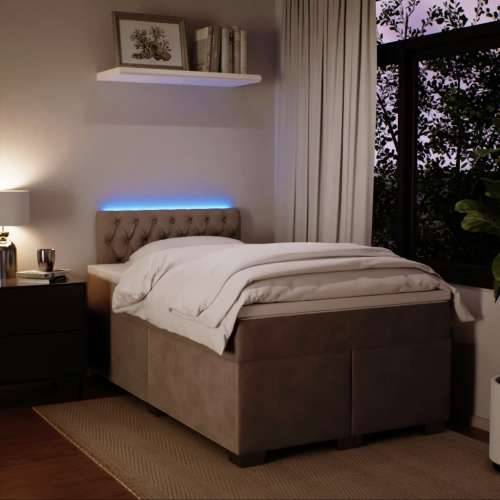 Box spring krevet s madracem svjetlosivi 120x200 cm baršunasti - Svjetlosiva 120 x 200 cm Dizajn s gumbima Cijena