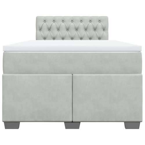 Box spring krevet s madracem svjetlosivi 120x200 cm baršunasti - Svjetlosiva 120 x 200 cm Dizajn s gumbima Cijena