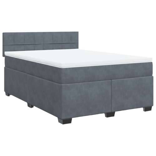 Krevet s oprugama i madracem tamnosivi 140x190 cm baršunasti - Tamno siva 140 x 190 cm Blok s kvadratima Cijena