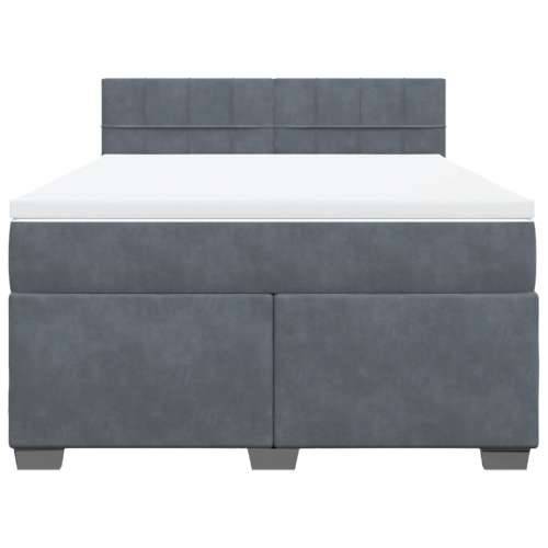 Krevet s oprugama i madracem tamnosivi 140x190 cm baršunasti - Tamno siva 140 x 190 cm Blok s kvadratima Cijena