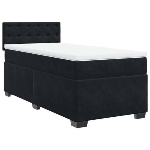 Krevet box spring s madracem crni za jednu osobu baršunasti - Tamno siva jedna veličina Blok s kvadratima Cijena