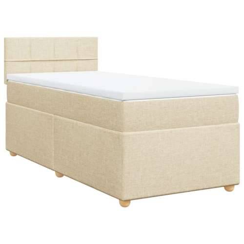 Okvir kreveta s oprugama i madrac krem 80x200 cm od tkanine - Krema 80 x 200 cm Blok s kvadratima Cijena