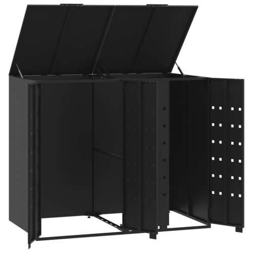 Spremište za 2 kante za otpad crno 138 x 79 x 117 cm čelično - Crna 2 1 Cijena
