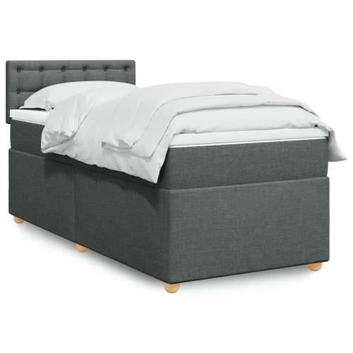 Krevet s oprugama i madracem tamnosivi 90 x 190 cm od tkanine - Tamno siva 90 x 190 cm gumbi Cijena