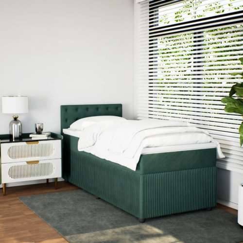 Box spring krevet s madracem tamnozeleni 80 x 200 cm baršunasti - Tamnozelena 80 x 200 cm gumbi Cijena