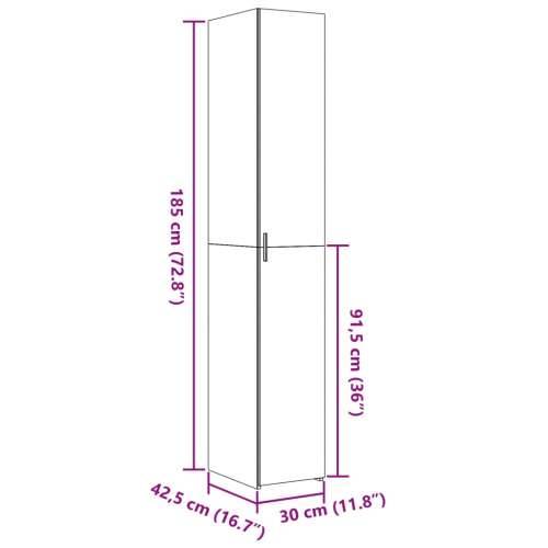 Visoka komoda boja hrasta 30x42,5x185 cm od konstruiranog drva - Dimljeni hrast 1 Cijena