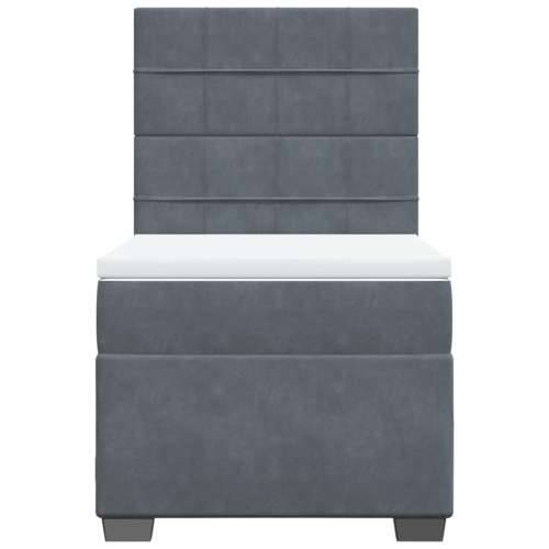 Box spring krevet s madracem tamnosivi 90x190 cm baršunasti - Tamno siva 90 x 190 cm Blok s kvadratima Cijena