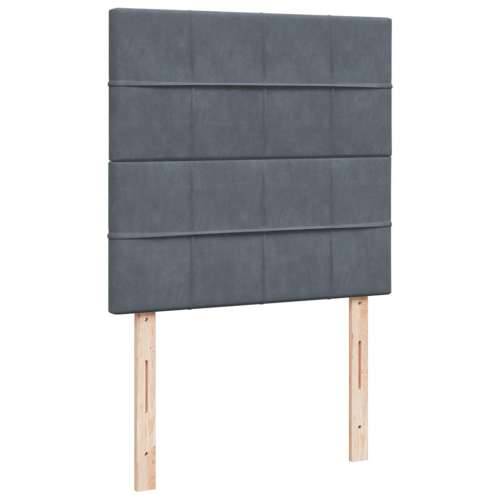 Box spring krevet s madracem tamnosivi 90x190 cm baršunasti - Tamno siva 90 x 190 cm Blok s kvadratima Cijena
