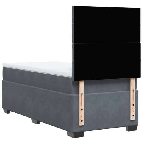 Box spring krevet s madracem tamnosivi 90x190 cm baršunasti - Tamno siva 90 x 190 cm Blok s kvadratima Cijena