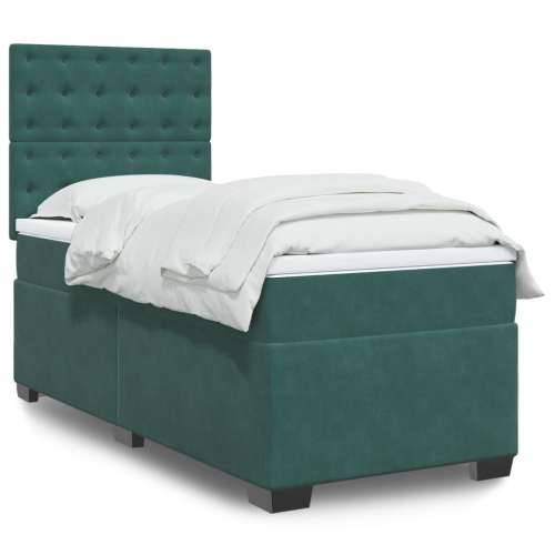 Box spring krevet s madracem tamnozeleni 90x190 cm baršunasti - Tamnozelena 90 x 190 cm gumbi Cijena