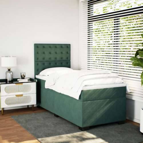 Box spring krevet s madracem tamnozeleni 90x190 cm baršunasti - Tamnozelena 90 x 190 cm gumbi Cijena