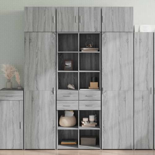 Visoka komoda boja hrasta 70x42,5x185 cm od konstruiranog drva - Sivi hrast sonoma 1 Cijena