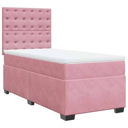 Box spring krevet s madracem ružičasti 90x190 cm baršunasti - Ružičasta 90 x 190 cm gumbi Cijena