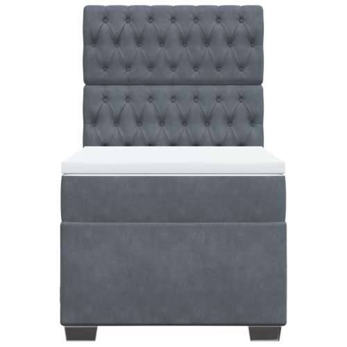 Box spring krevet s madracem tamnosivi 90x200 cm baršunasti - Tamno siva 90 x 200 cm Dizajn s gumbima Cijena