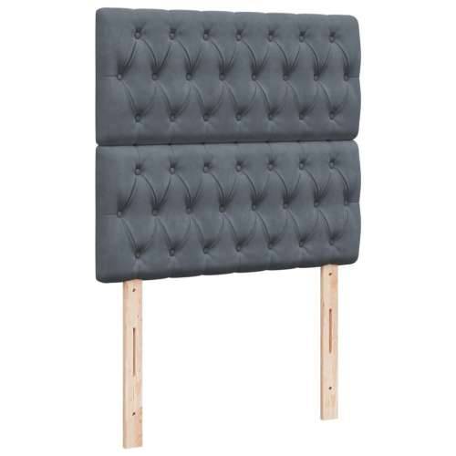 Box spring krevet s madracem tamnosivi 90x200 cm baršunasti - Tamno siva 90 x 200 cm Dizajn s gumbima Cijena