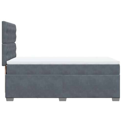 Box spring krevet s madracem tamnosivi 90x200 cm baršunasti - Tamno siva 90 x 200 cm Dizajn s gumbima Cijena